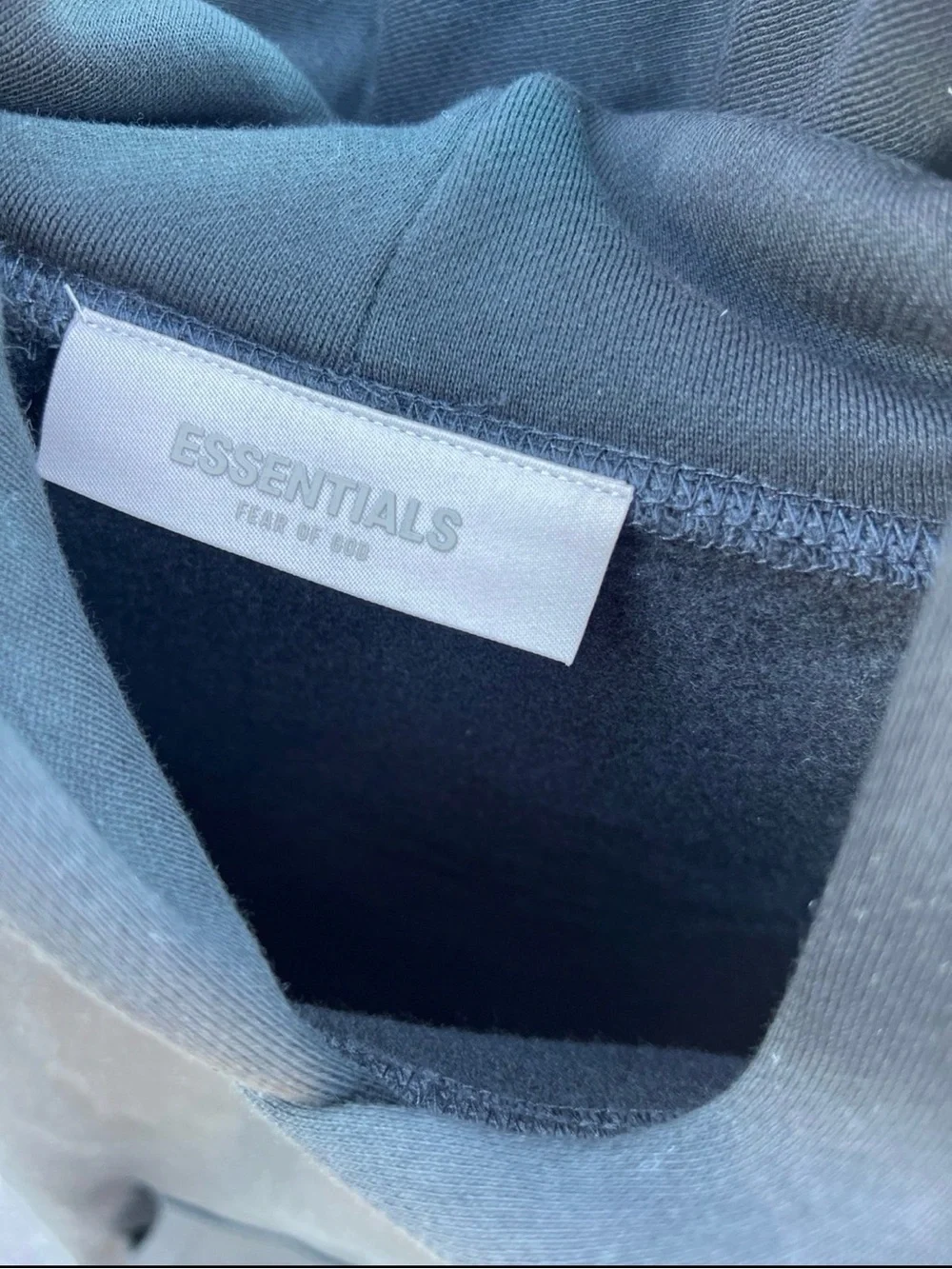 Fear of God ESSENTIALS Black Back-Logo Hoodie